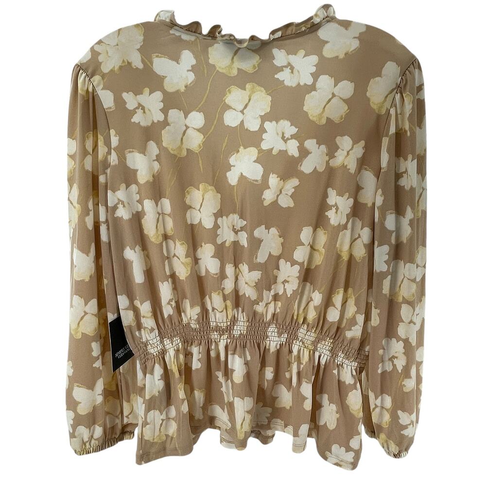 Simply Vera Vera Wang Tan Cream Stretch Knit Floral Elastic Waist Top S NWT - Picture 3 of 10